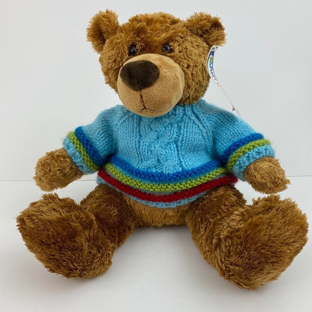 Mary Meyer Very Rare "Stormy" Brown Bear Plush Stuffed Animal W/ Sweater, 9"